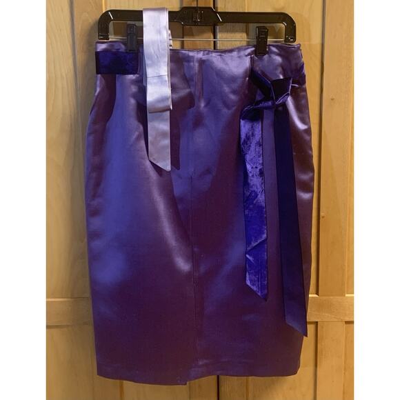 Blumarine Vintage Womens 100% Silk Purple Skirt Size I 44 or USA 10 Knee Length - Picture 8 of 9